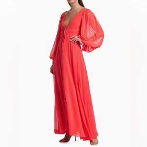 NWT Kimberly Goldson | Coral Gold Lesli Jacquard Maxi Dress S